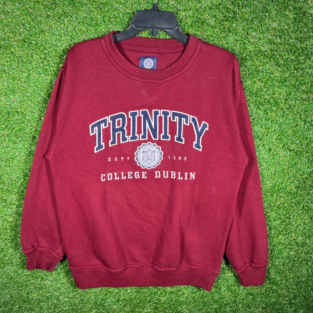 Trinity College Dublin Sweatshirt Small Maroon Crewneck University Pullover